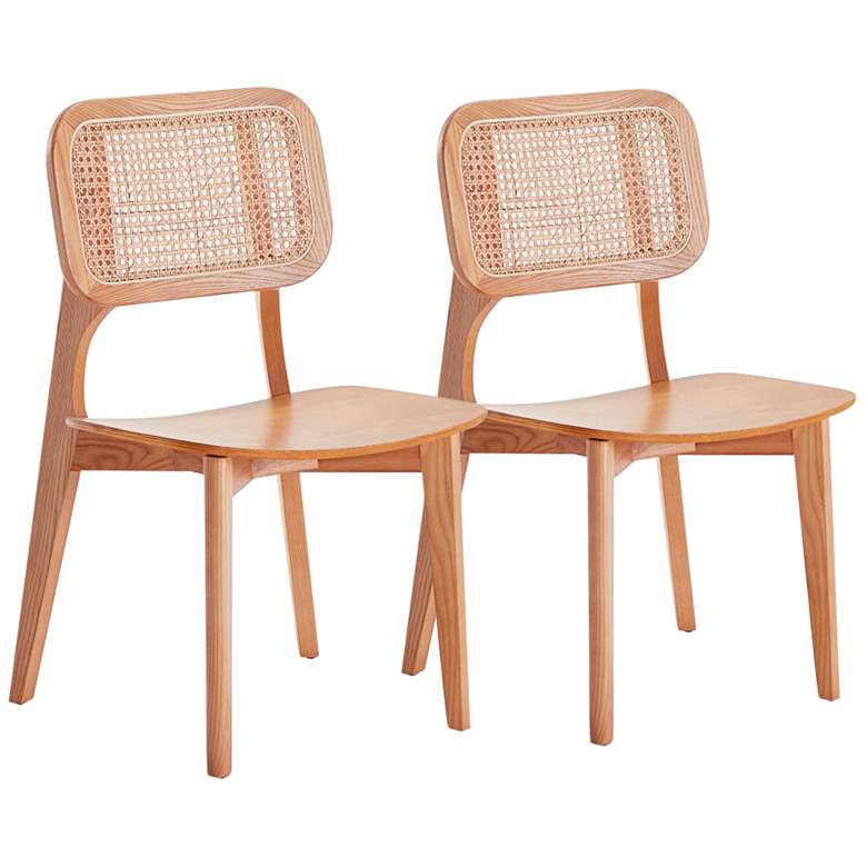 Image 2 Versailles Matte Nature Wood Square Dining Chairs Set of 2
