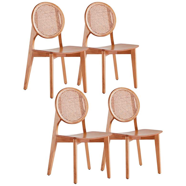 Image 1 Versailles Nature Wood and Cane Dining Chairs Set of 4