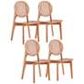 Versailles Nature Wood and Cane Dining Chairs Set of 4 in scene