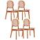 Versailles Nature Wood and Cane Dining Chairs Set of 4