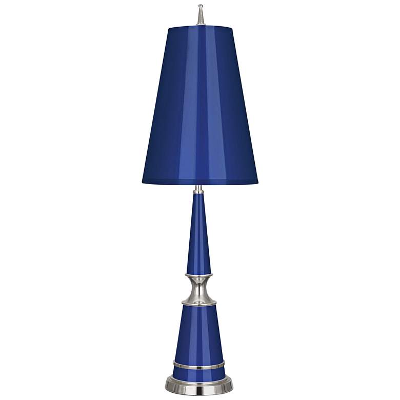 Image 1 Versailles Navy Lacquer Table Lamp with Navy Parchment Shade