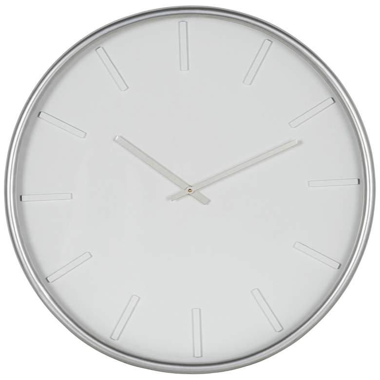 Image 2 Versailles Shiny Silver Leaf 24" Round Wall Clock