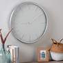 Versailles Shiny Silver Leaf 24" Round Wall Clock