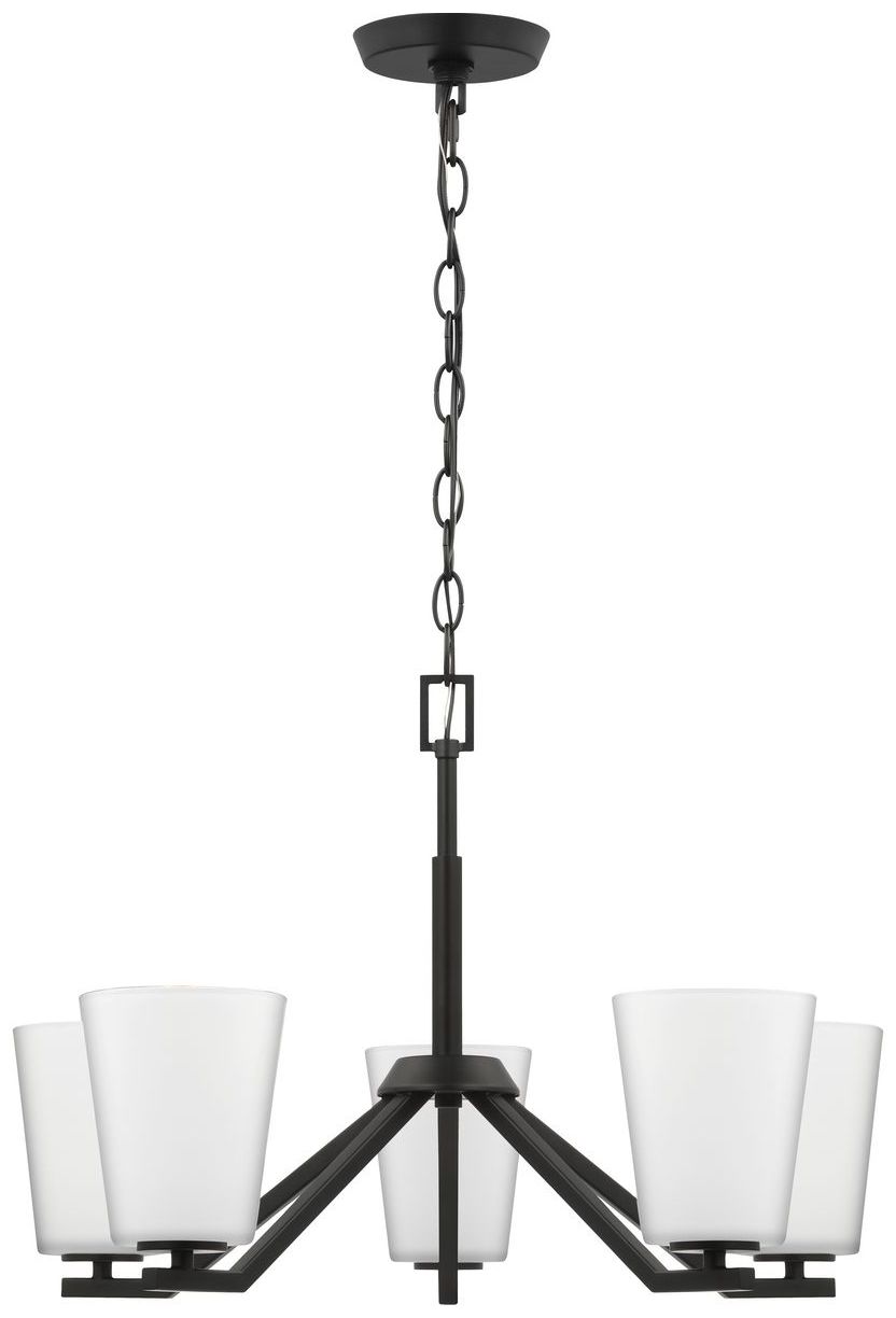 Image 5 Vertex Collection Five-Light Etched White Chandelier more views