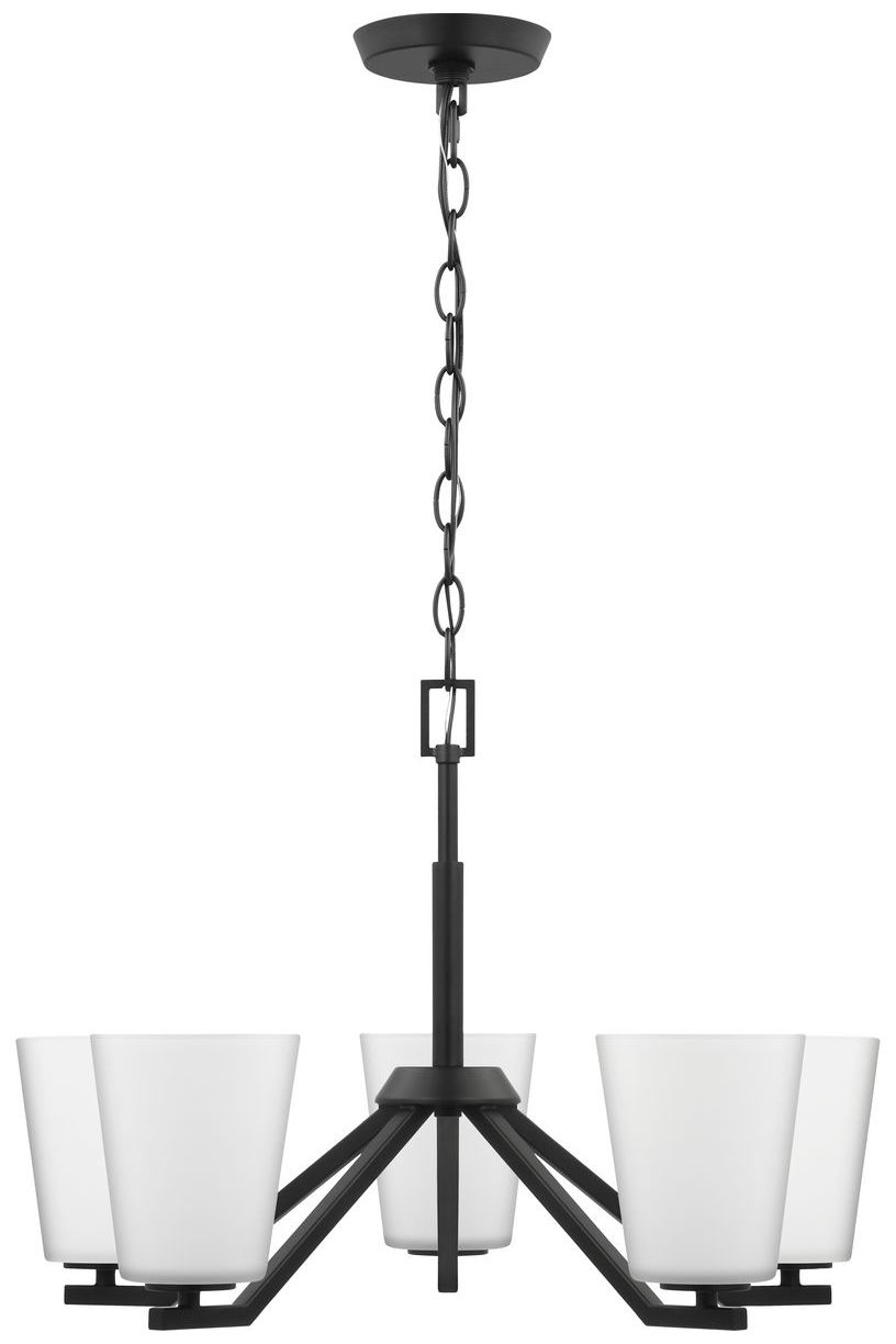 Image 6 Vertex Collection Five-Light Etched White Chandelier more views