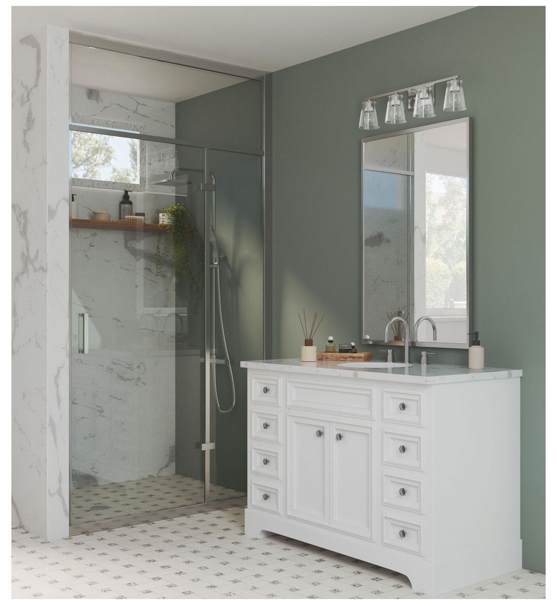 Image 3 Vertex Collection Four-Light Clear Glass Contemporary Bath Light more views