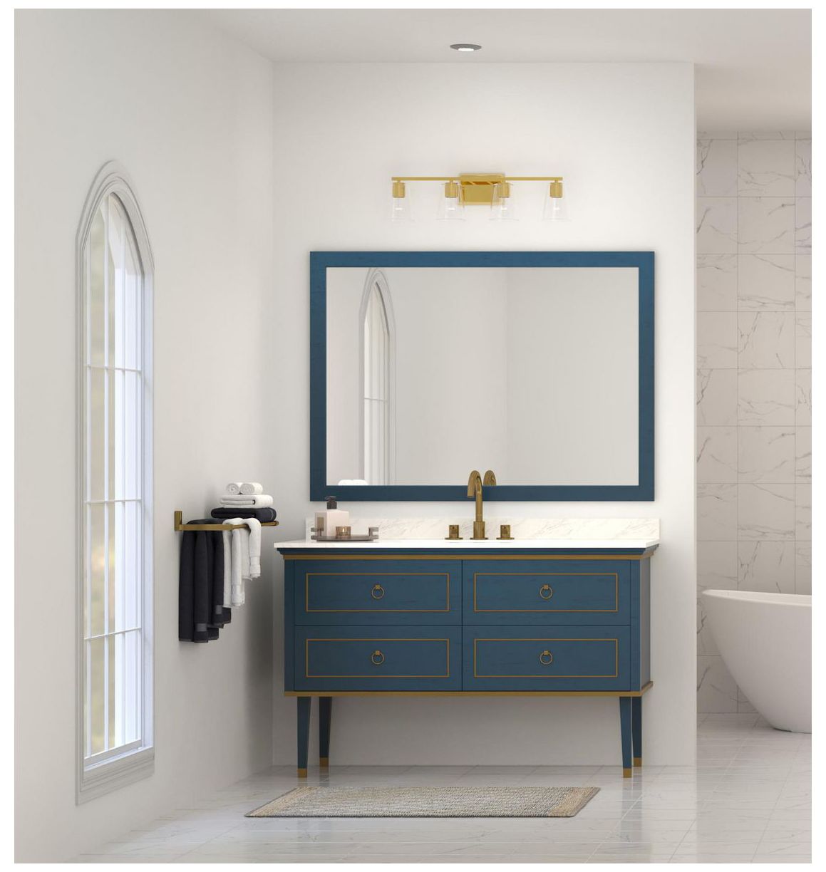 Image 2 Vertex Collection Four-Light Clear Glass Contemporary Bath Light more views