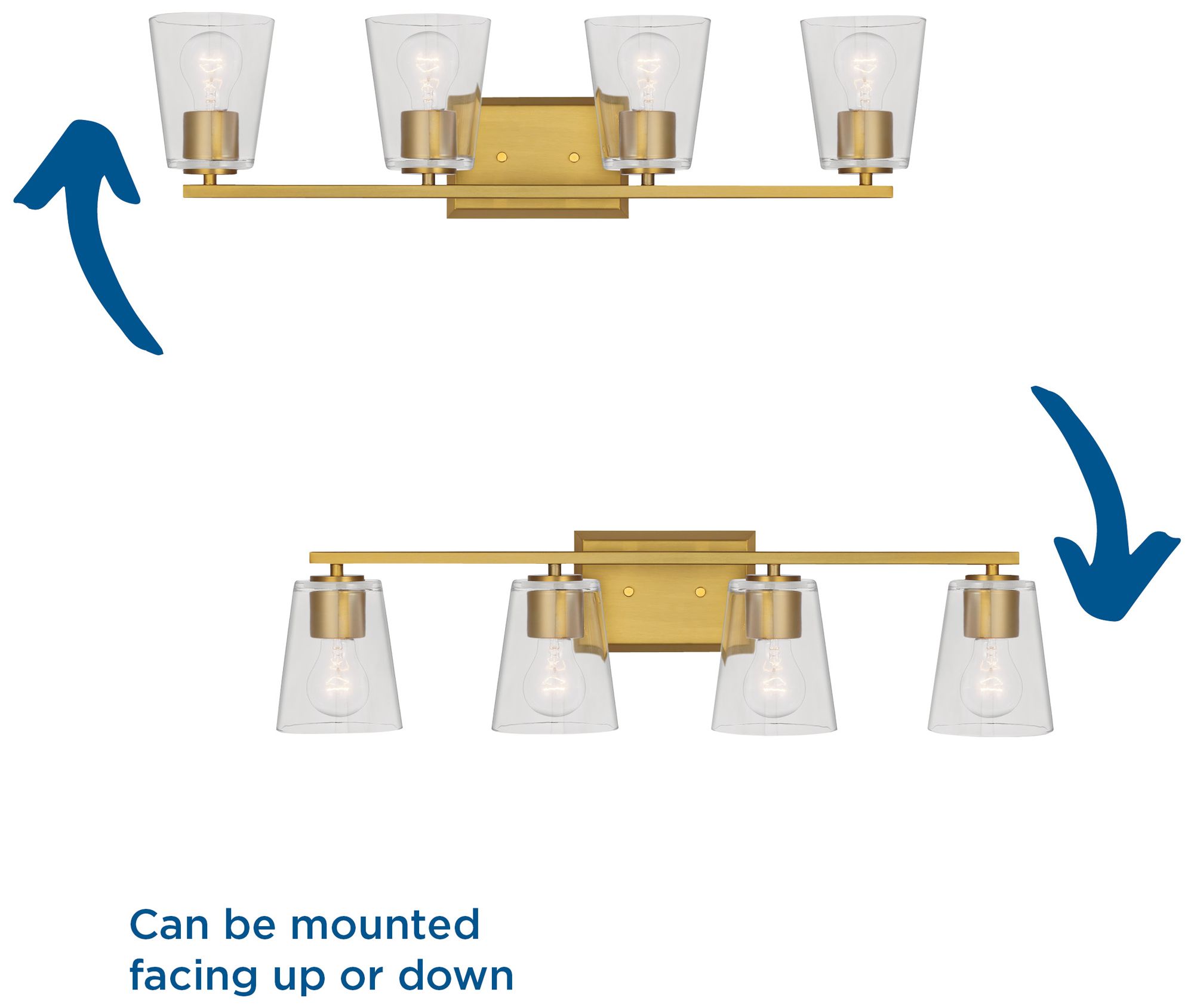 Vertex Collection Four-Light Clear Glass Contemporary Bath Light