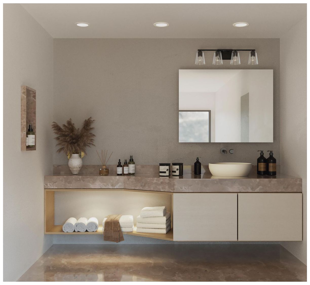 Image 2 Vertex Collection Four-Light Clear Glass Contemporary Bath Light more views