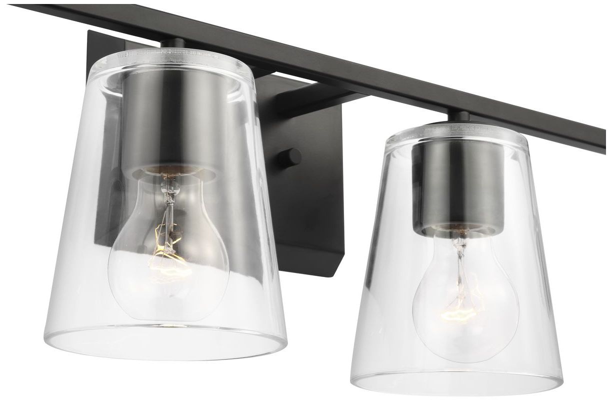 Vertex Collection Four-Light Clear Glass Contemporary Bath Light