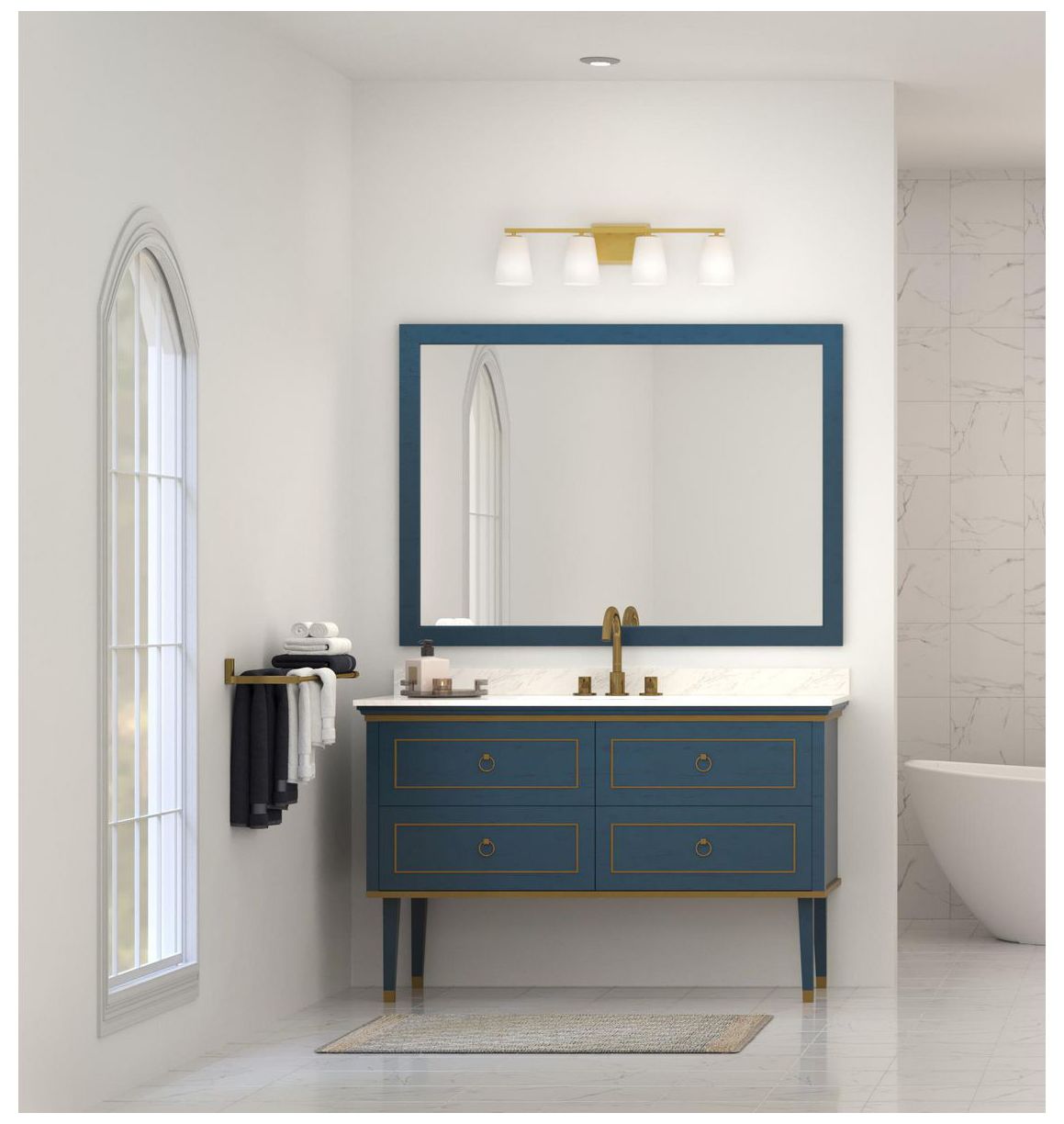 Image 3 Vertex Collection Four-Light Etched White Glass Contemporary Bath Light more views