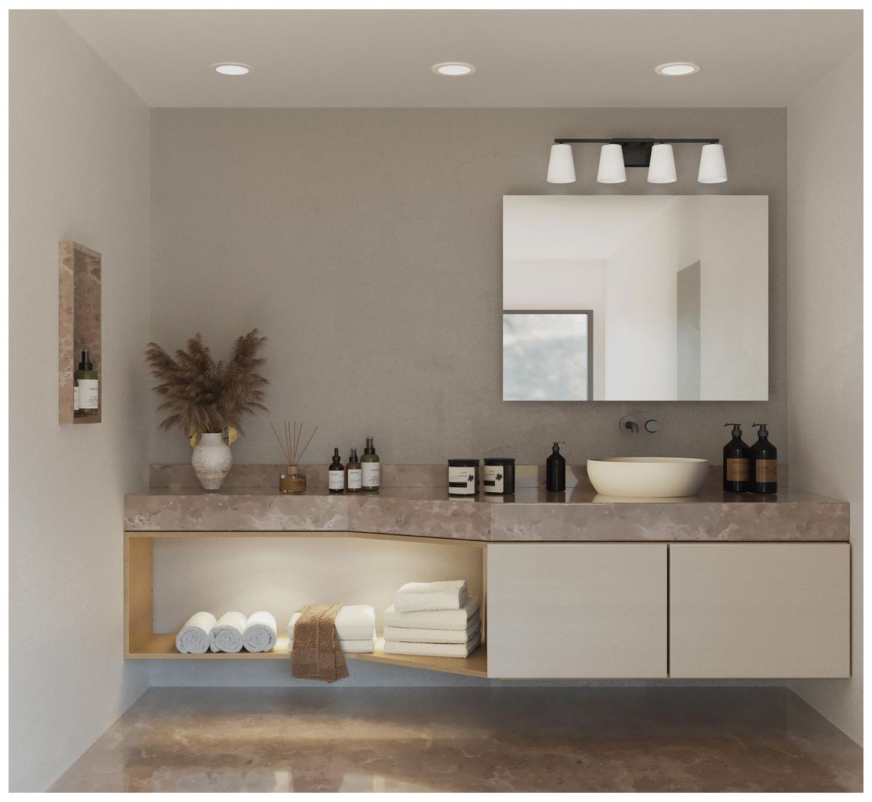 Image 2 Vertex Collection Four-Light Etched White Glass Contemporary Bath Light more views