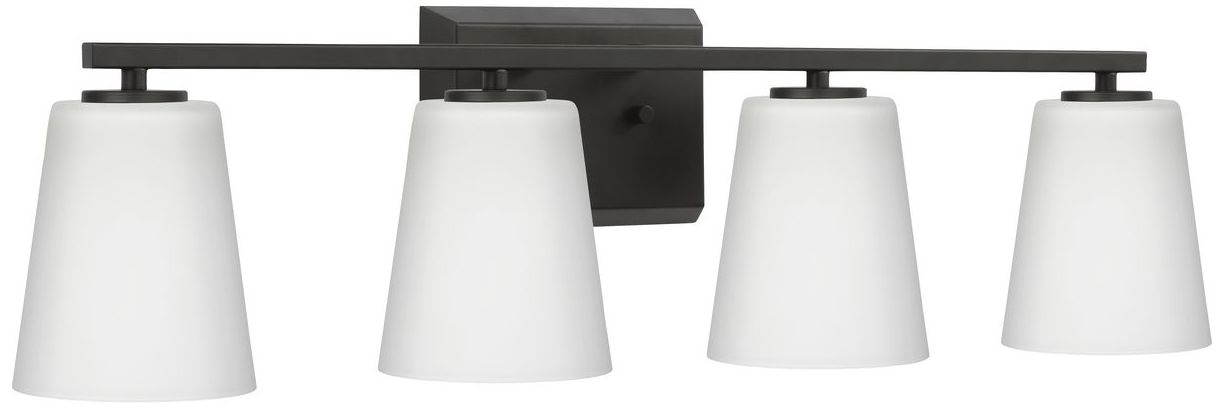 Image 3 Vertex Collection Four-Light Etched White Glass Contemporary Bath Light more views
