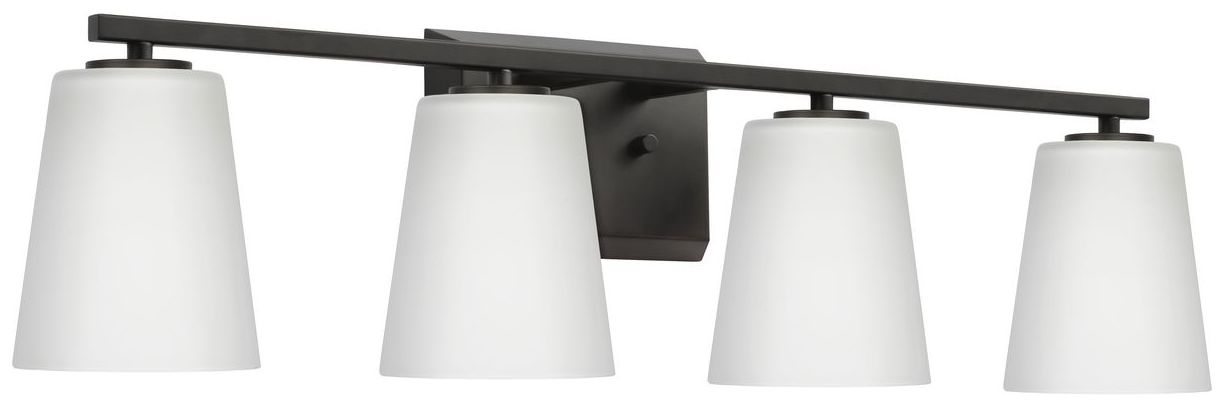 Image 5 Vertex Collection Four-Light Etched White Glass Contemporary Bath Light more views
