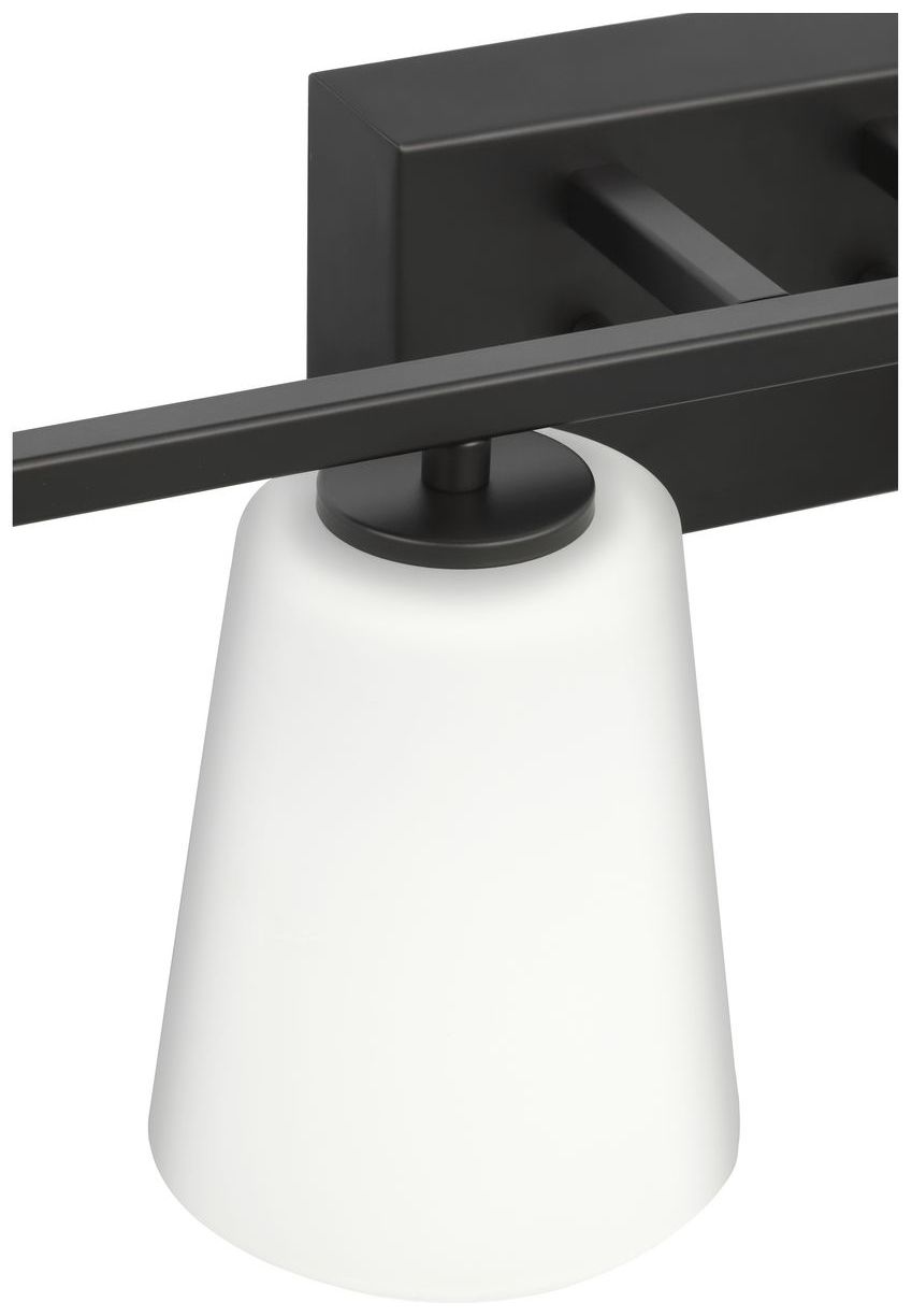 Vertex Collection Four-Light Etched White Glass Contemporary Bath Light