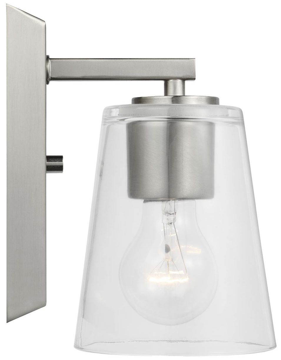 Vertex Collection One-Light Clear Glass Contemporary Bath Light