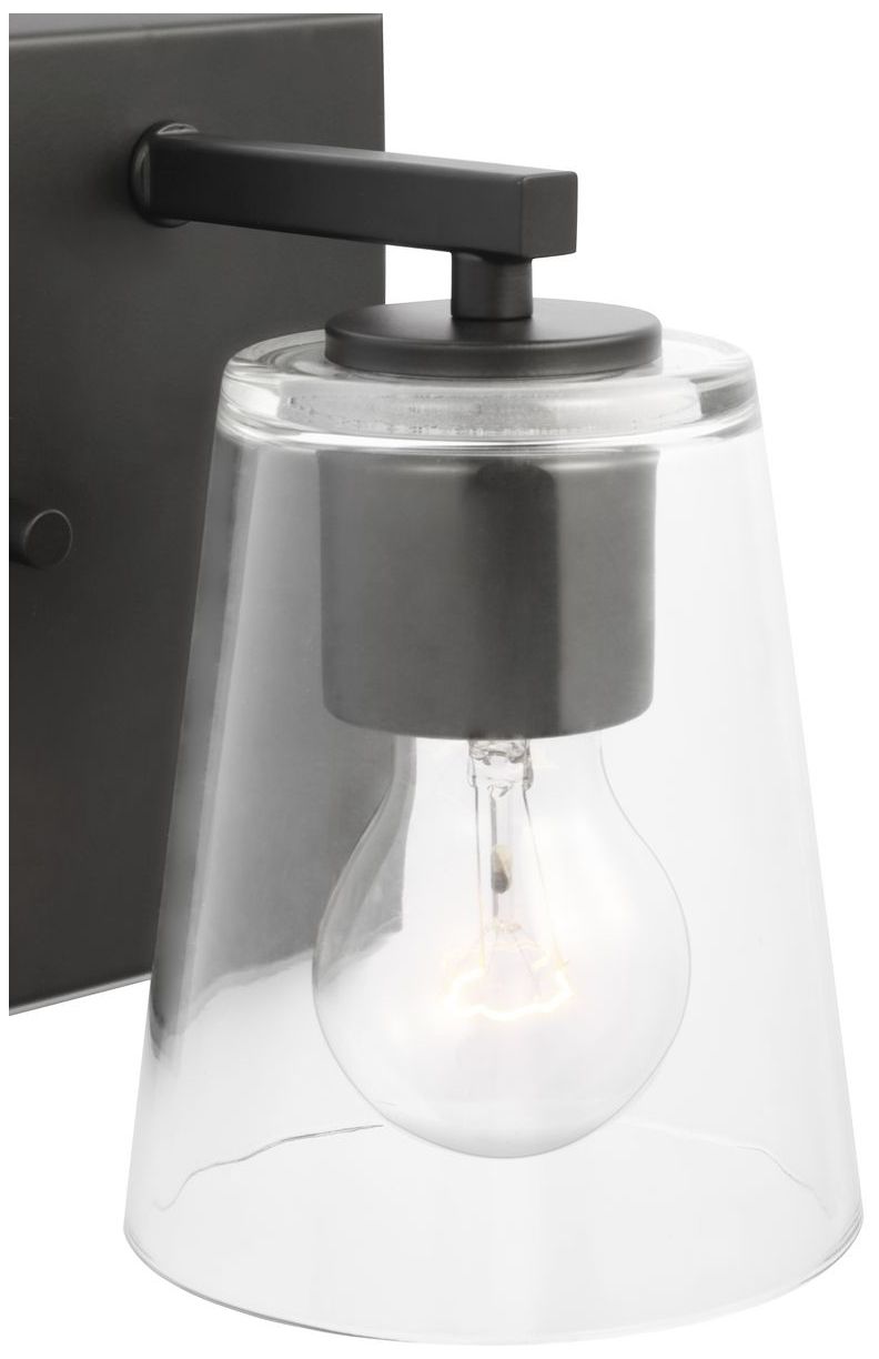 Vertex Collection One-Light Clear Glass Contemporary Bath Light