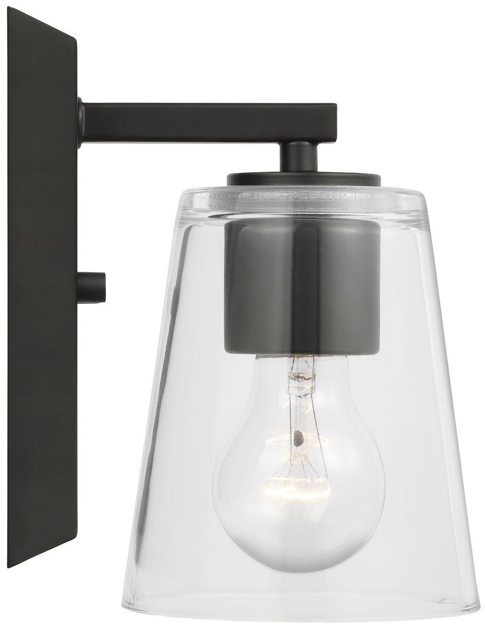 Vertex Collection One-Light Clear Glass Contemporary Bath Light