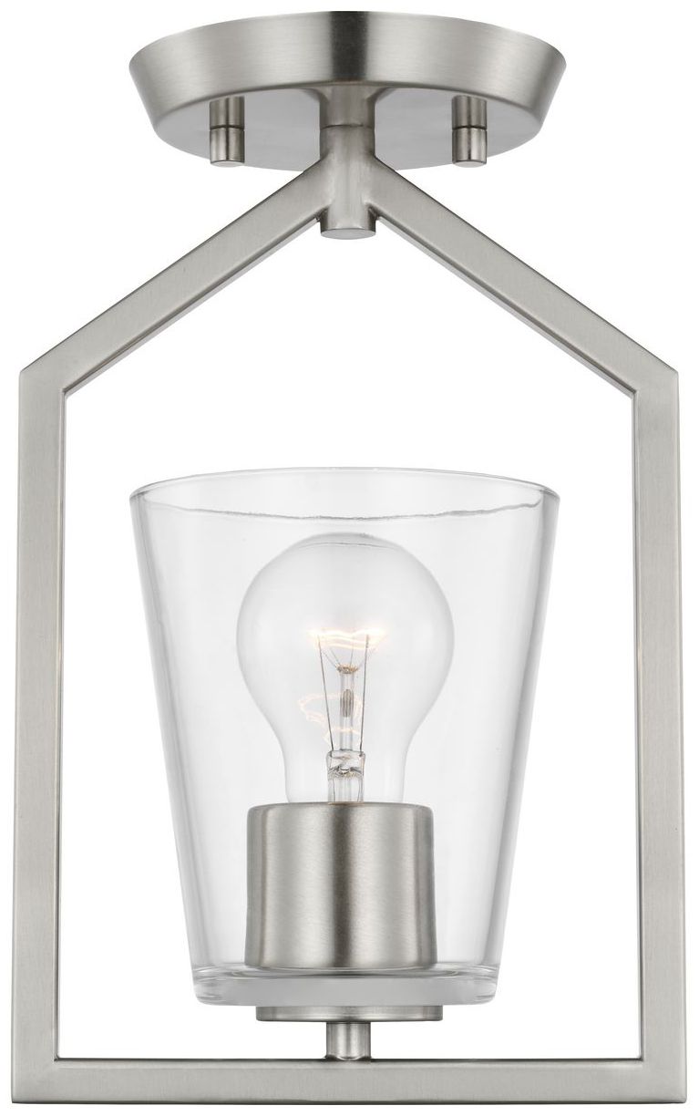Vertex Collection One-Light Clear Glass Semi-Flush Mount