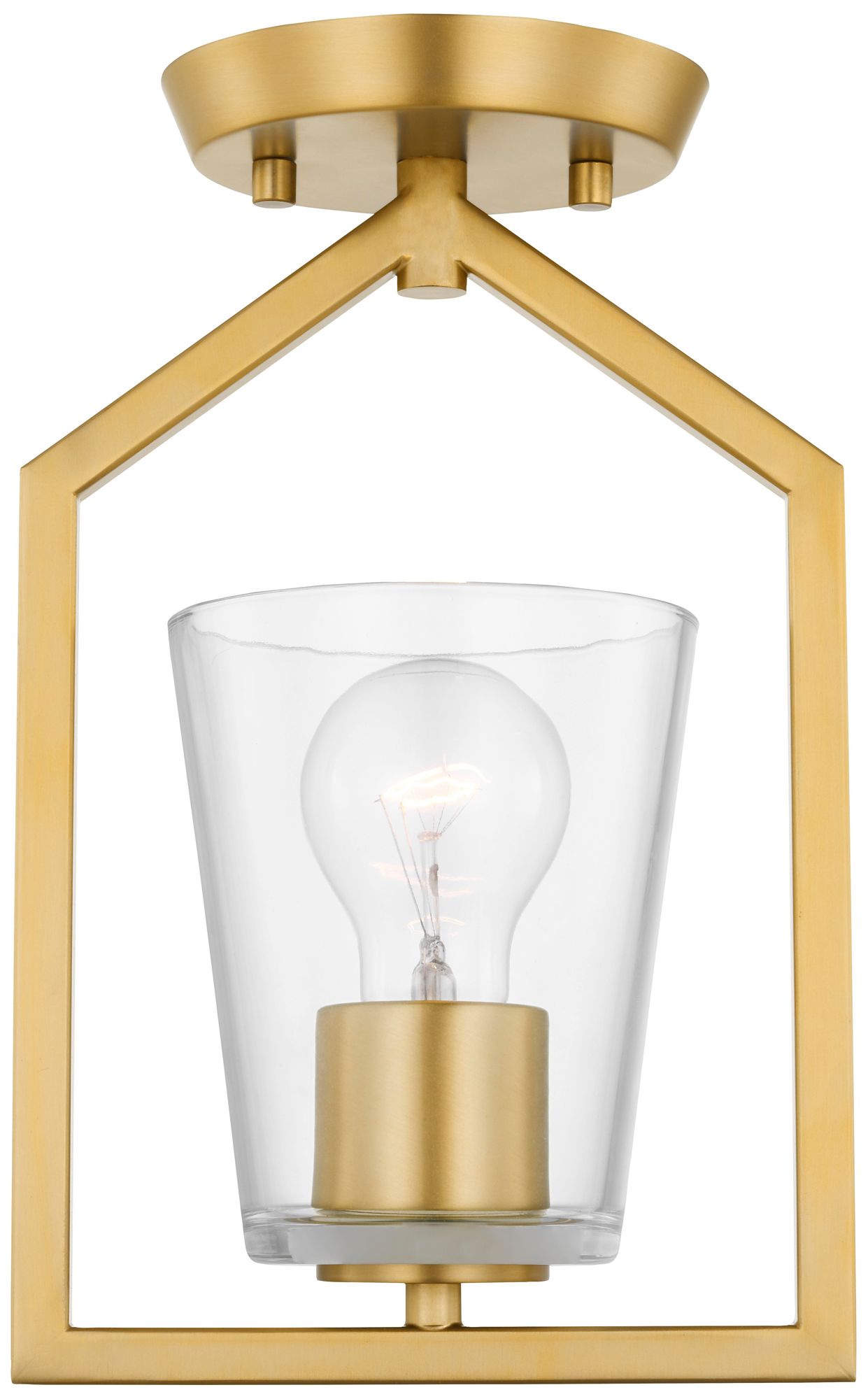 Vertex Collection One-Light Clear Glass Semi-Flush Mount