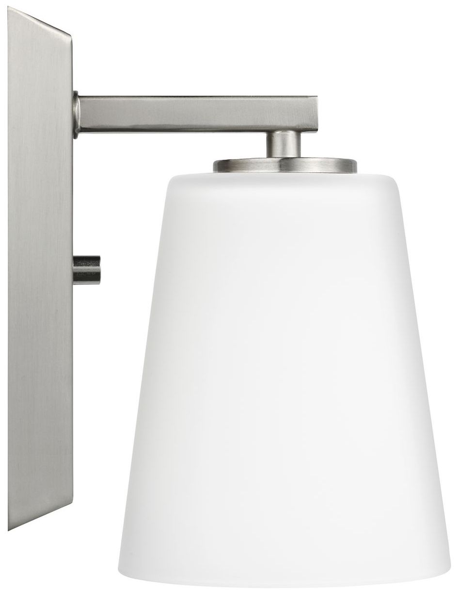Vertex Collection One-Light Etched White Glass Contemporary Bath Light