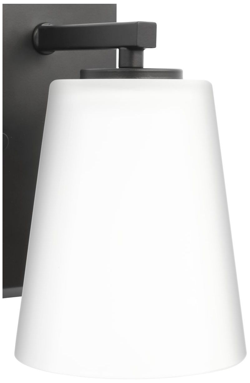 Vertex Collection One-Light Etched White Glass Contemporary Bath Light