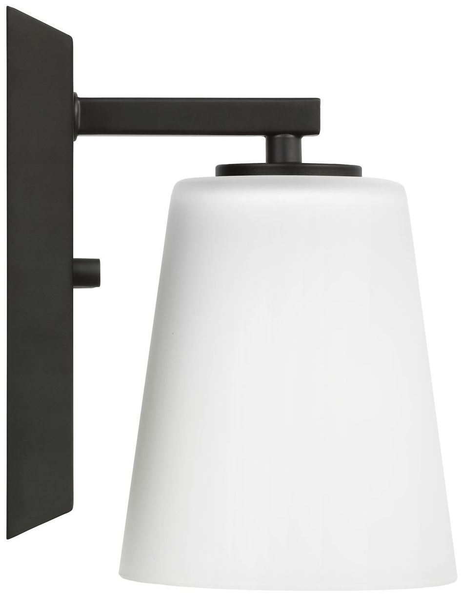 Vertex Collection One-Light Etched White Glass Contemporary Bath Light
