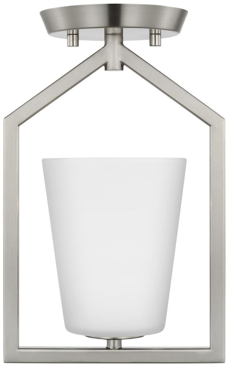Image 3 Vertex Collection One-Light Etched White Semi-Flush Mount more views