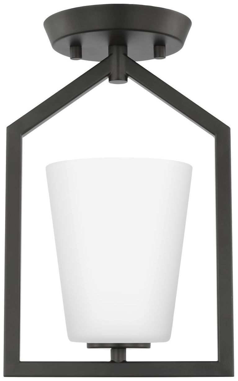 Vertex Collection One-Light Etched White Semi-Flush Mount
