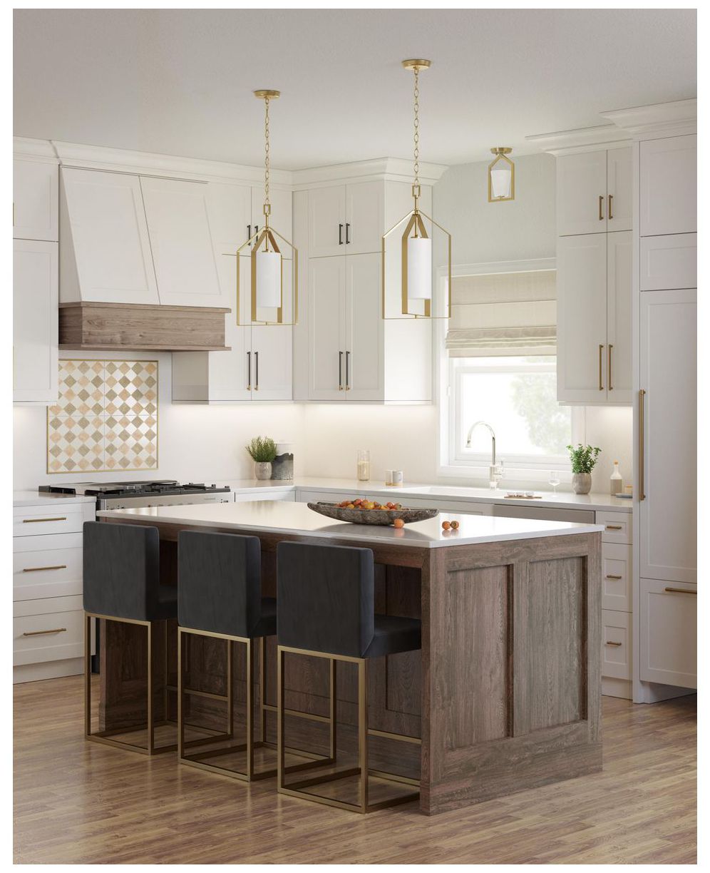 Image 3 Vertex Collection One-Light Etched White Semi-Flush Mount more views