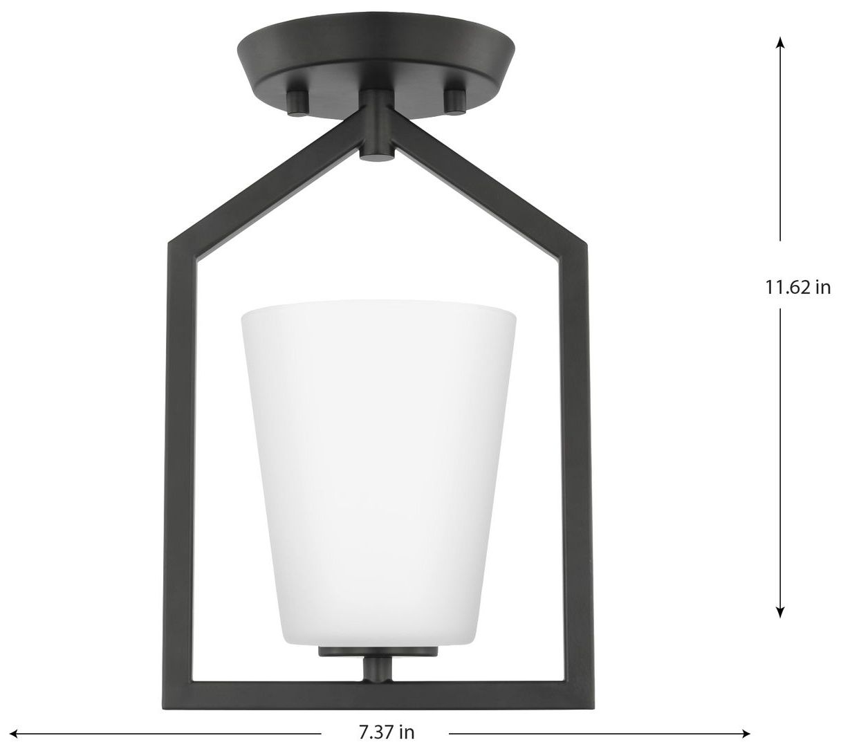 Image 4 Vertex Collection One-Light Etched White Semi-Flush Mount more views