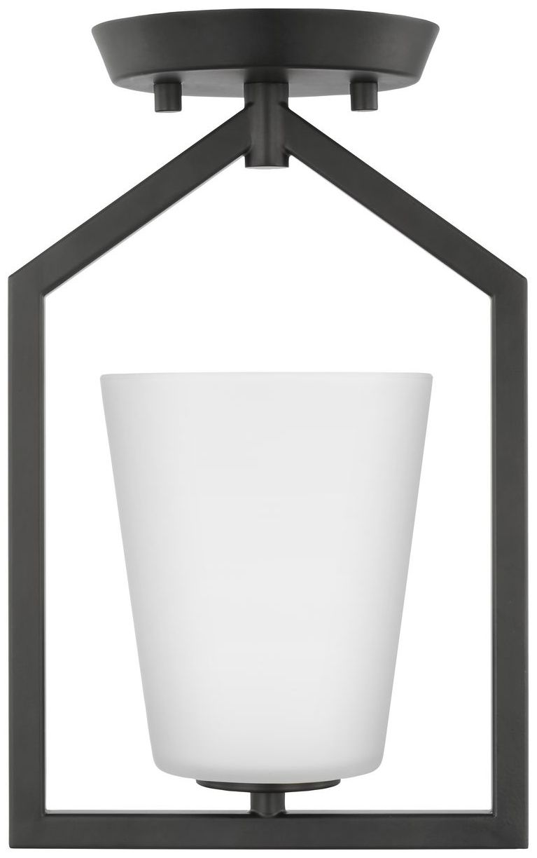 Image 5 Vertex Collection One-Light Etched White Semi-Flush Mount more views