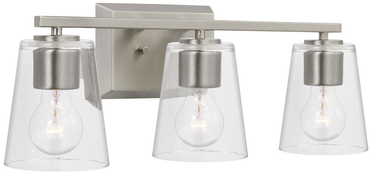 Vertex Collection Three-Light Clear Glass Contemporary Bath Light