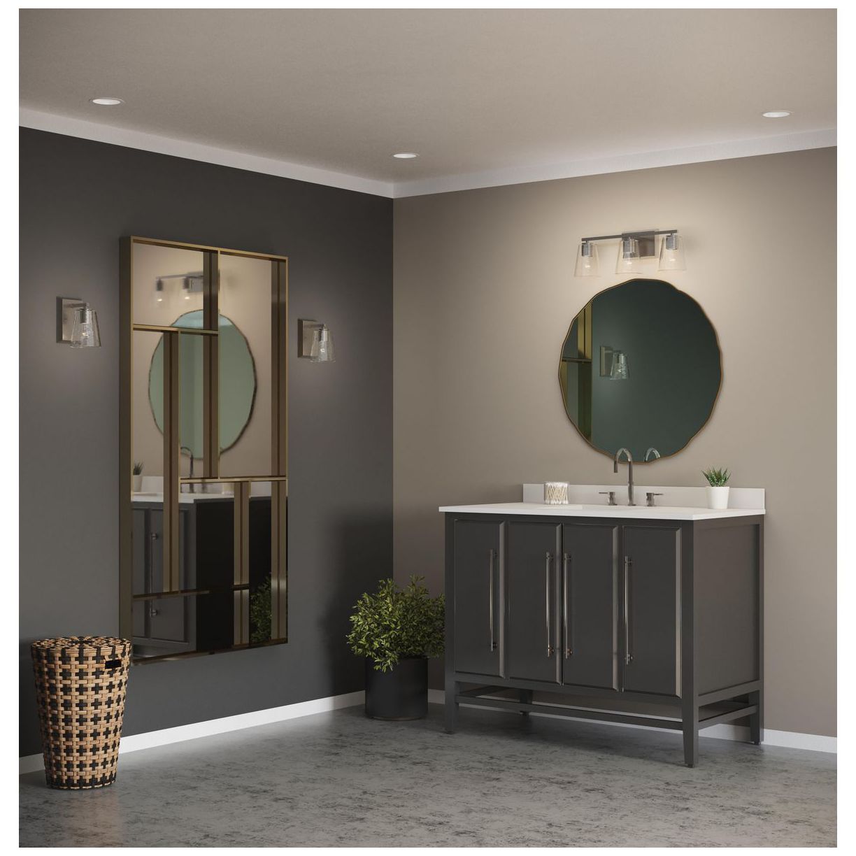 Image 2 Vertex Collection Three-Light Clear Glass Contemporary Bath Light more views