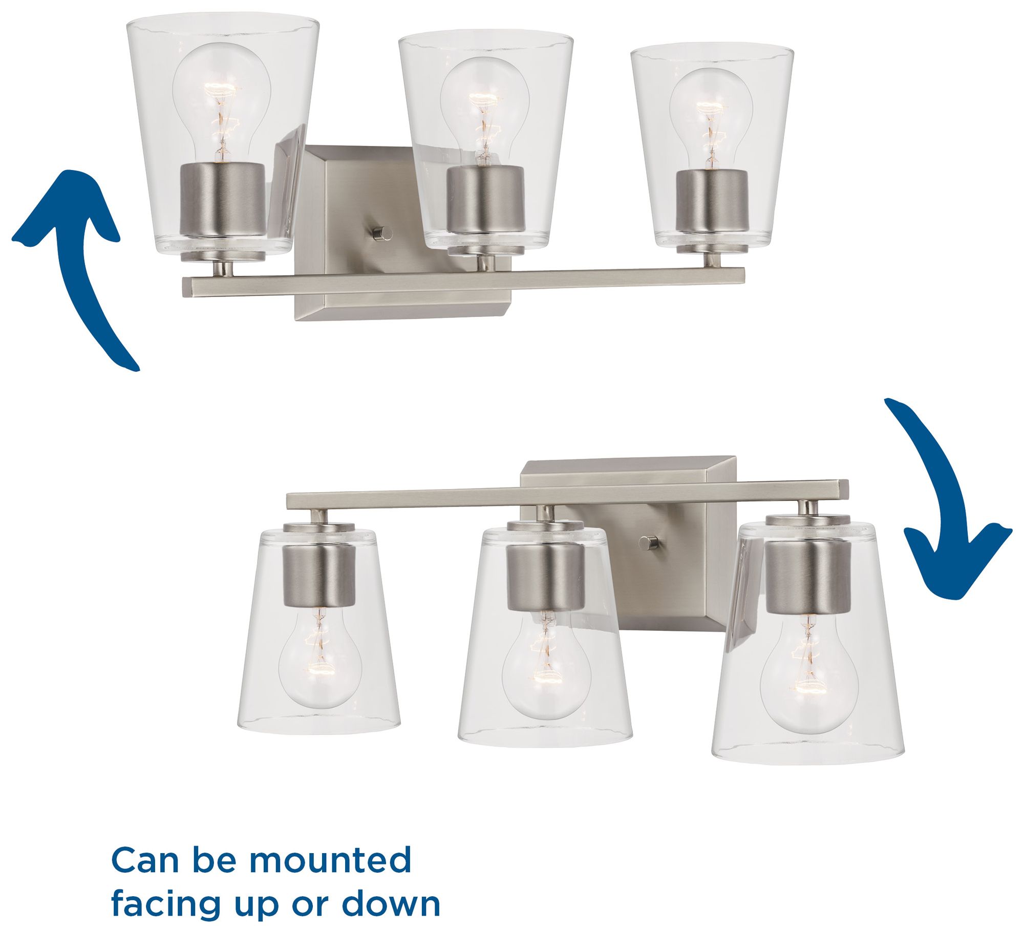 Vertex Collection Three-Light Clear Glass Contemporary Bath Light