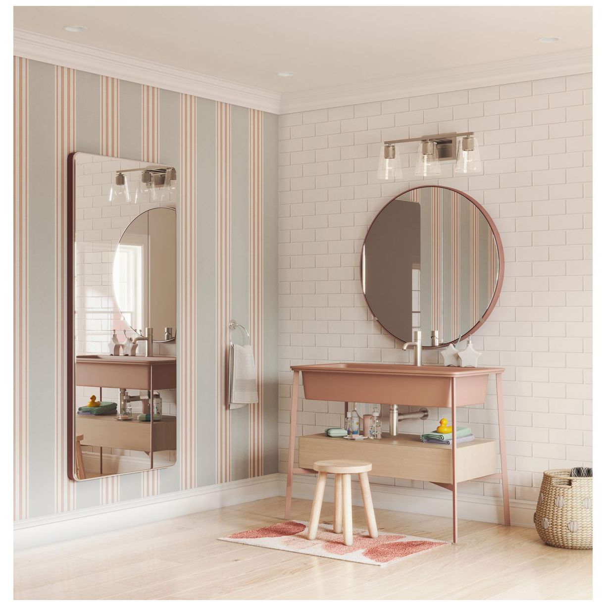 Image 3 Vertex Collection Three-Light Clear Glass Contemporary Bath Light more views