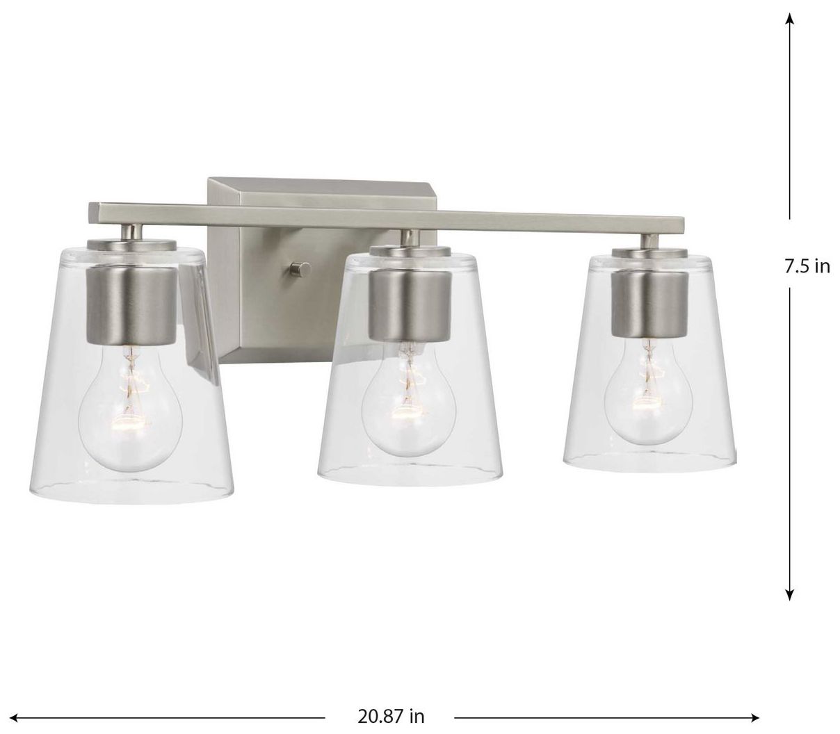 Image 4 Vertex Collection Three-Light Clear Glass Contemporary Bath Light more views