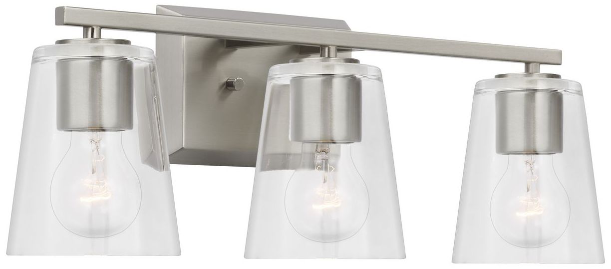 Image 5 Vertex Collection Three-Light Clear Glass Contemporary Bath Light more views