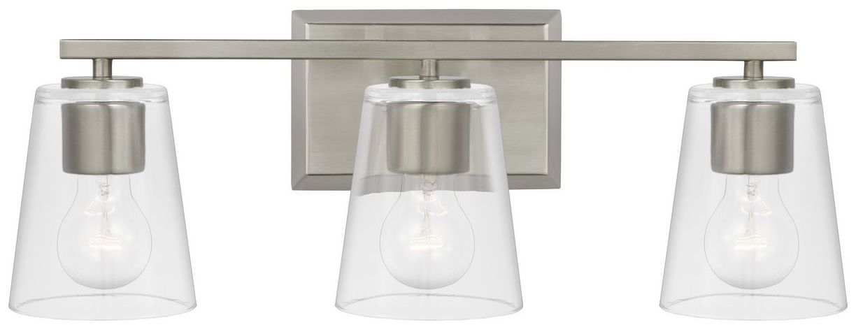 Image 6 Vertex Collection Three-Light Clear Glass Contemporary Bath Light more views