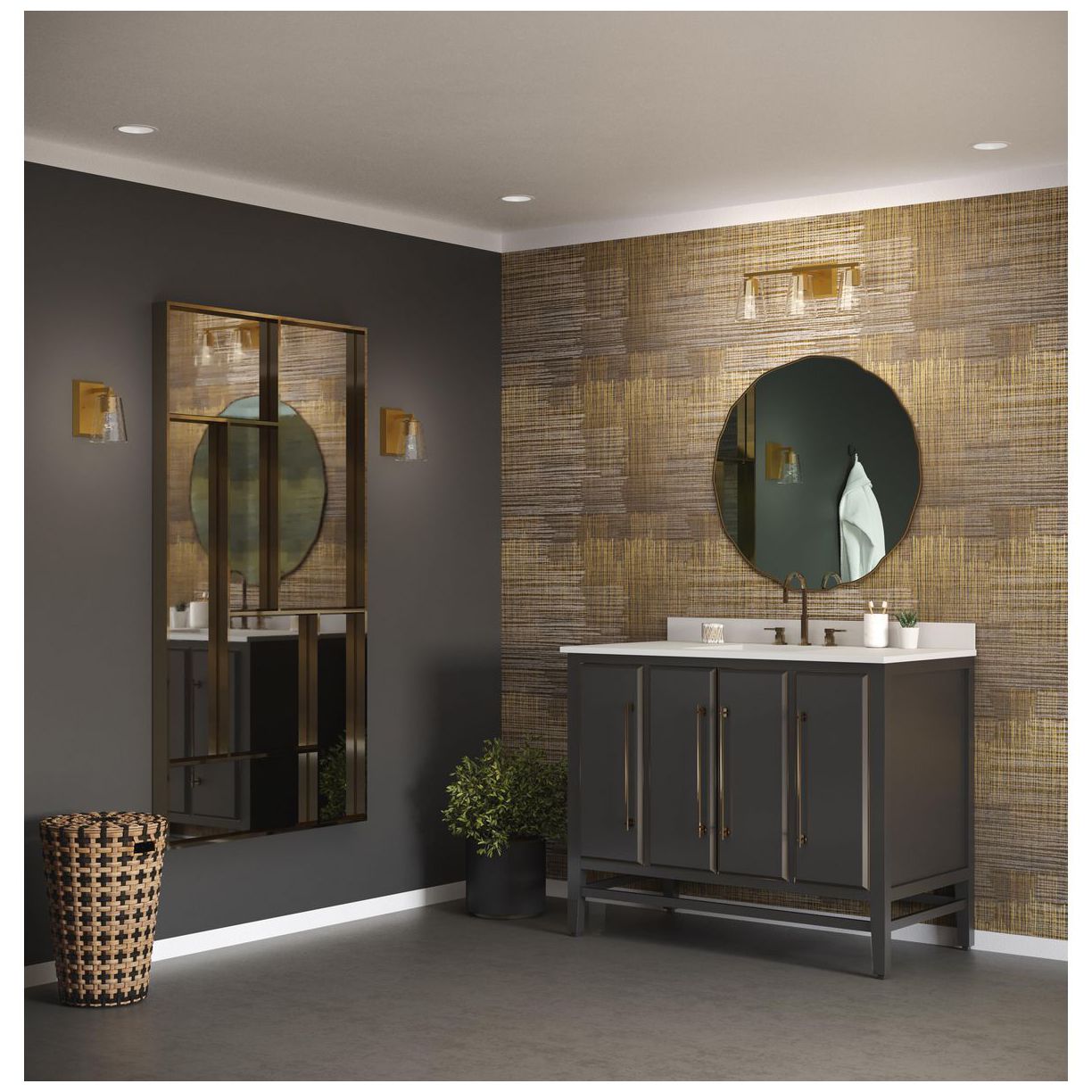 Image 2 Vertex Collection Three-Light Clear Glass Contemporary Bath Light more views