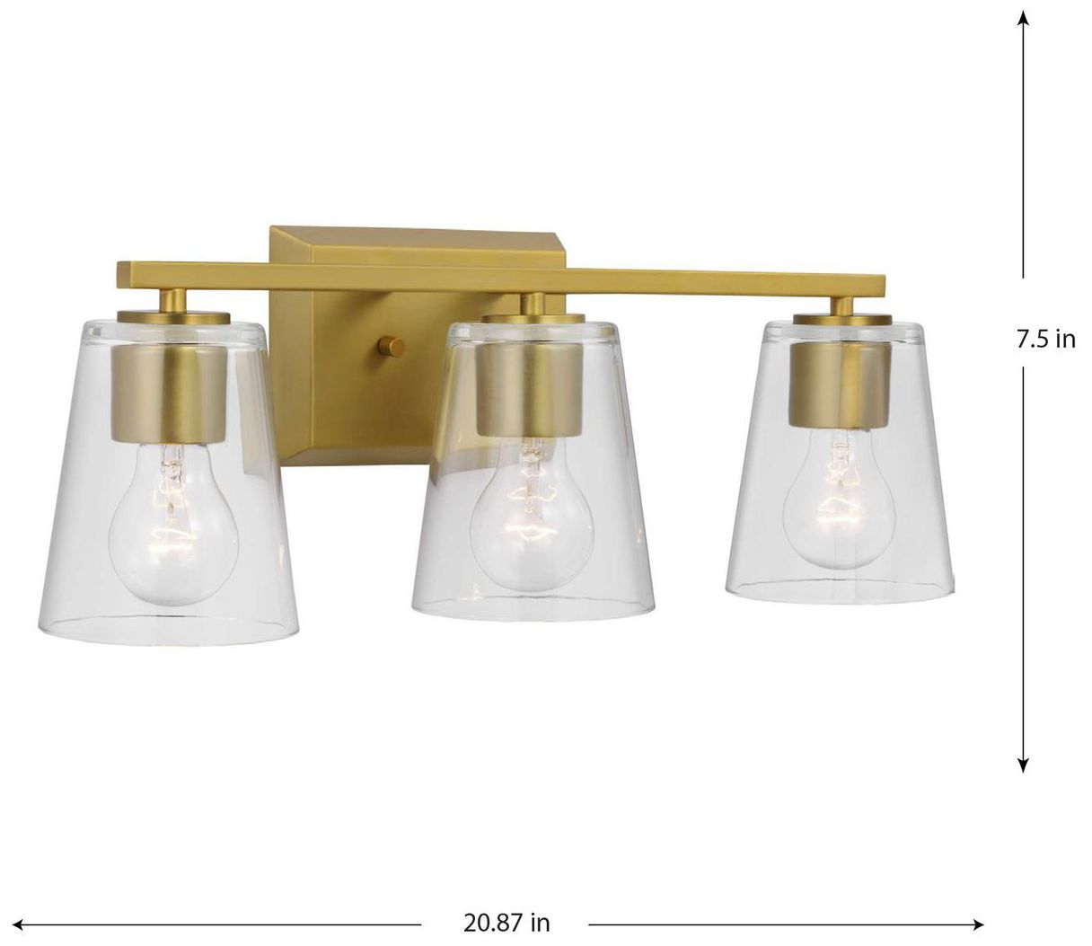 Image 4 Vertex Collection Three-Light Clear Glass Contemporary Bath Light more views