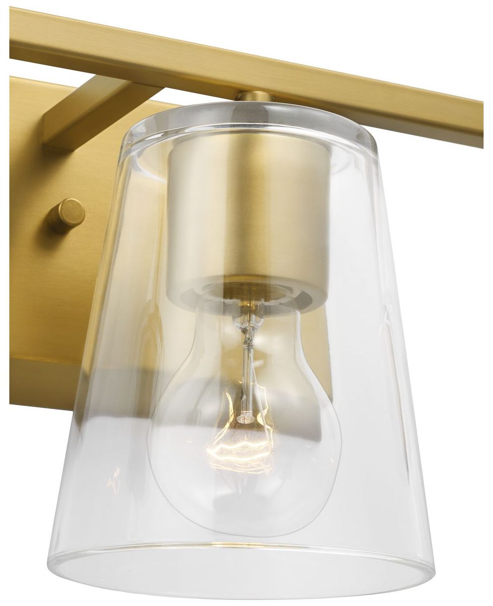 Vertex Collection Three-Light Clear Glass Contemporary Bath Light
