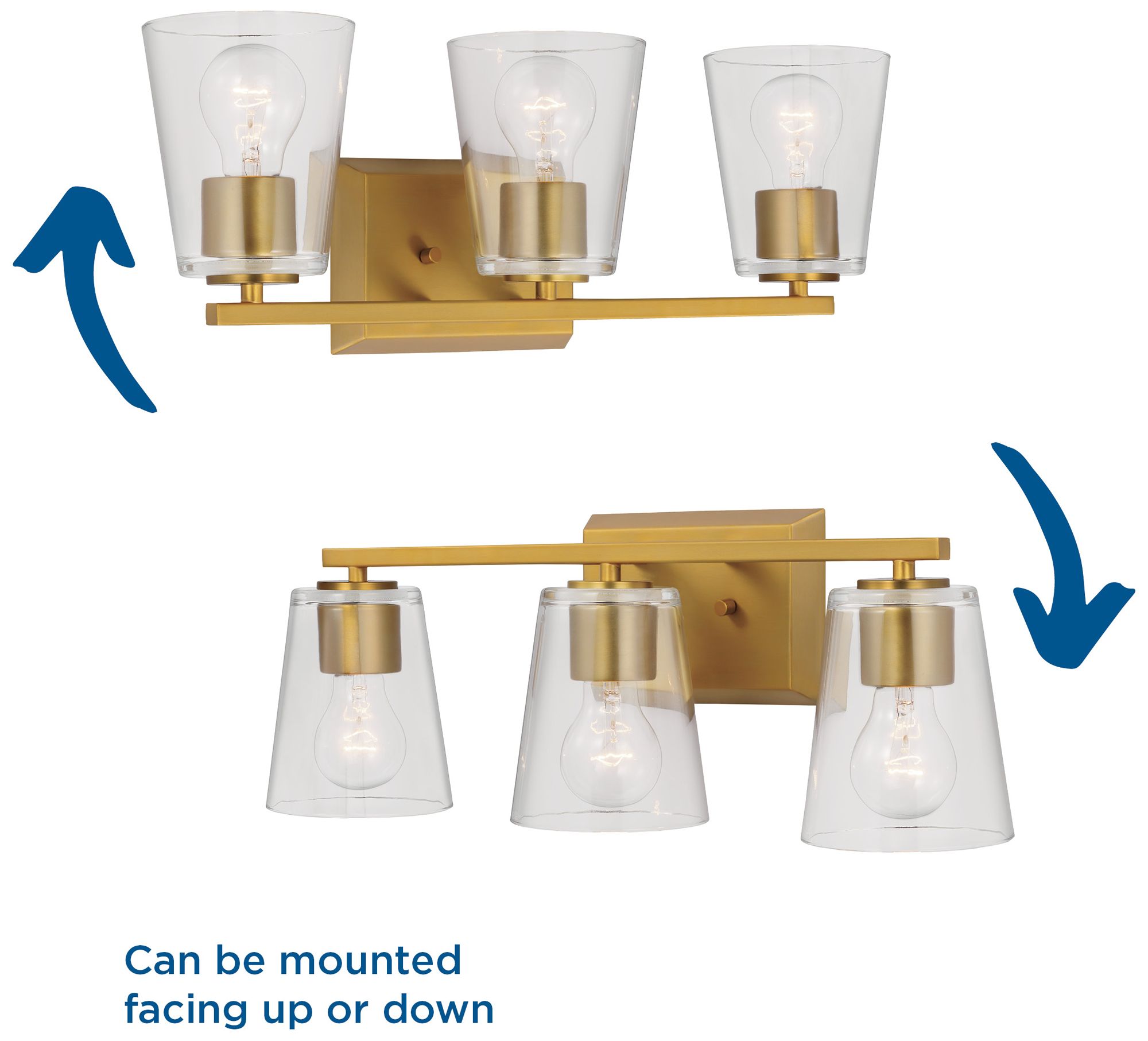 Vertex Collection Three-Light Clear Glass Contemporary Bath Light