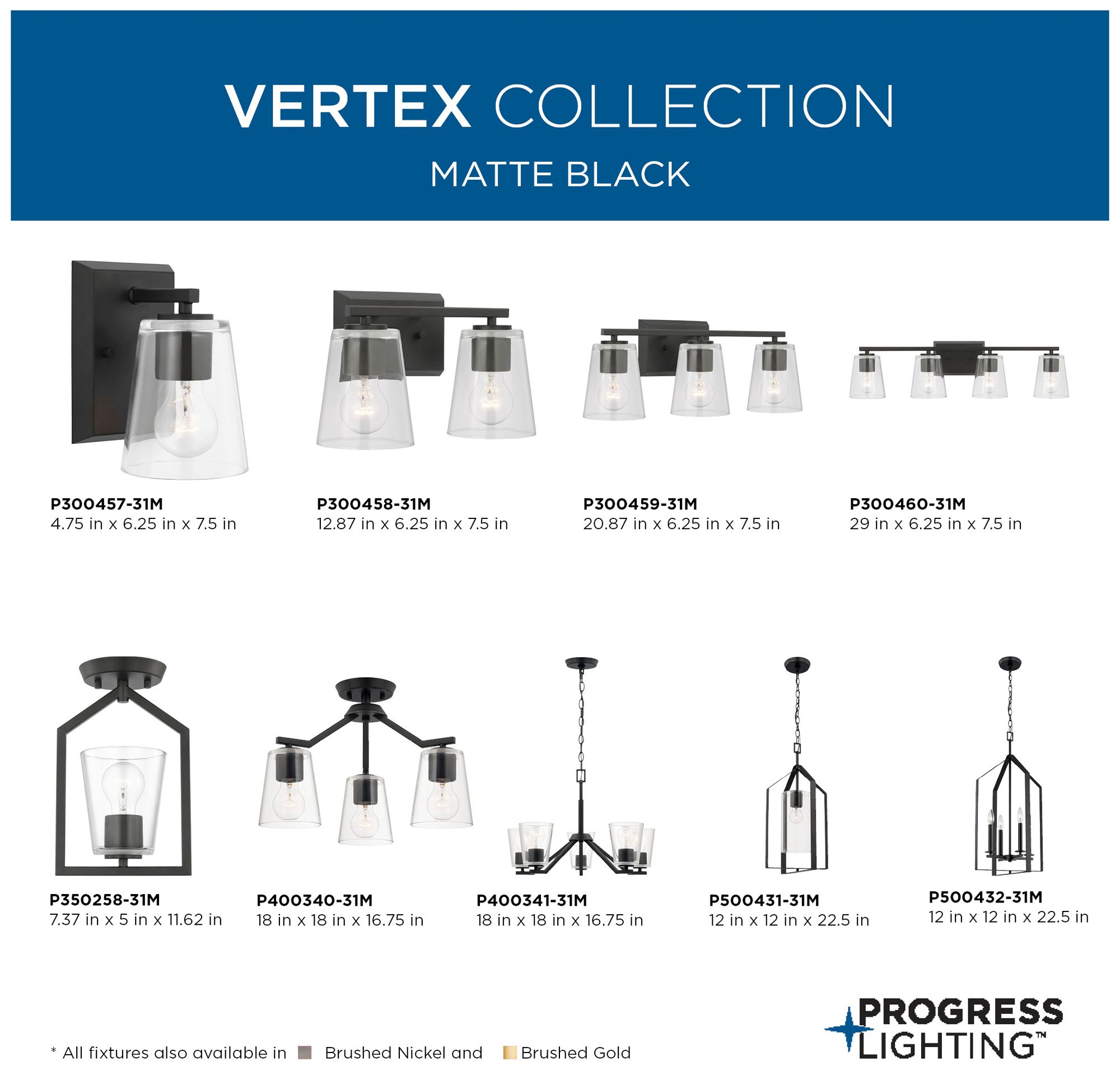 Vertex Collection Three-Light Clear Glass Contemporary Bath Light