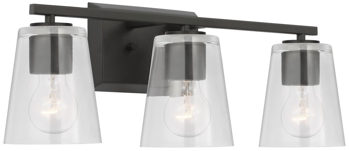 Image 3 Vertex Collection Three-Light Clear Glass Contemporary Bath Light more views