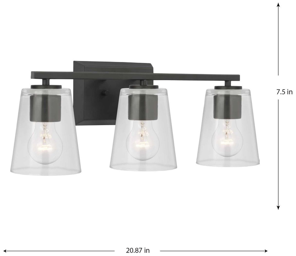 Image 4 Vertex Collection Three-Light Clear Glass Contemporary Bath Light more views