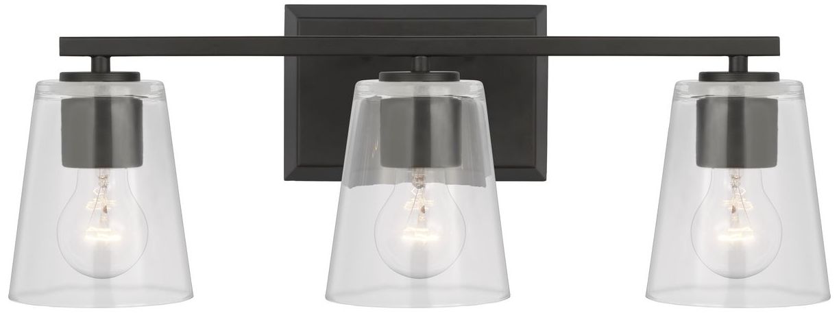Image 5 Vertex Collection Three-Light Clear Glass Contemporary Bath Light more views