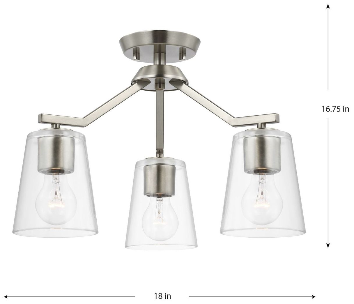 Image 4 Vertex Collection Three-Light Clear Glass Convertible Chandelier more views