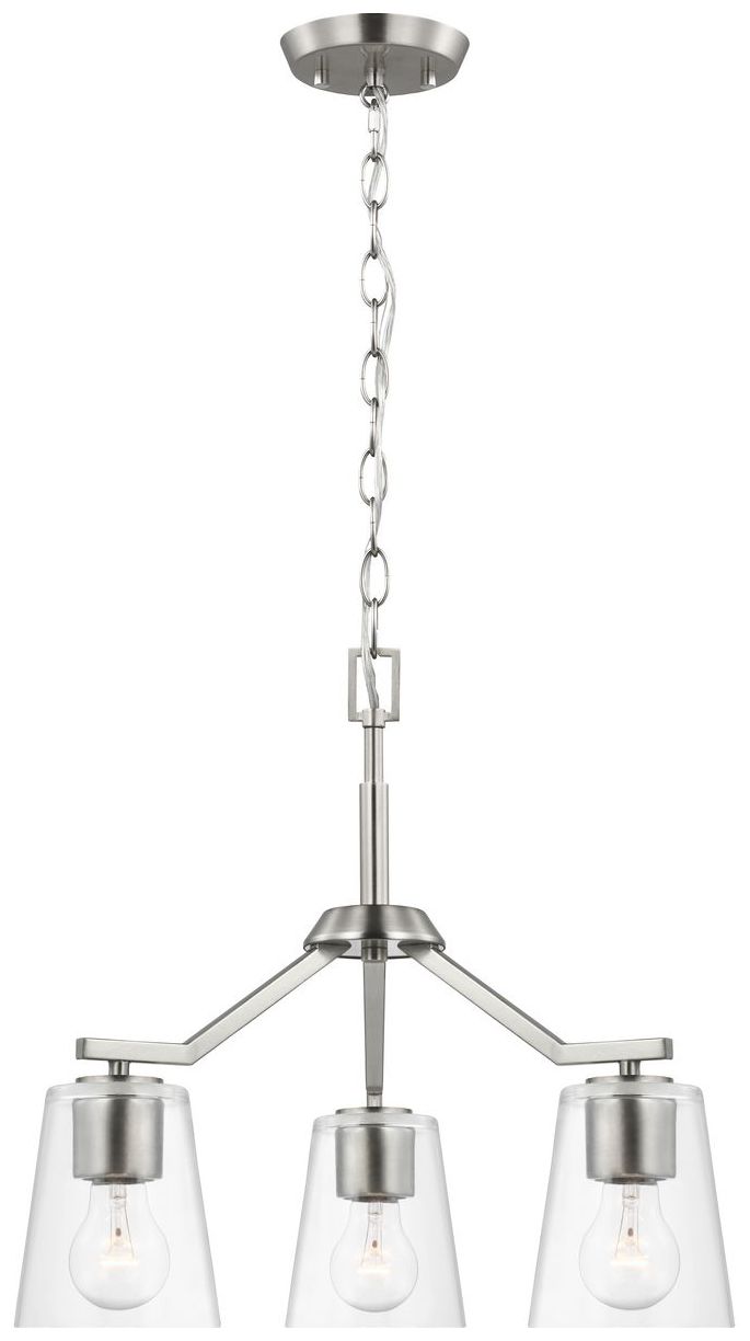 Image 5 Vertex Collection Three-Light Clear Glass Convertible Chandelier more views