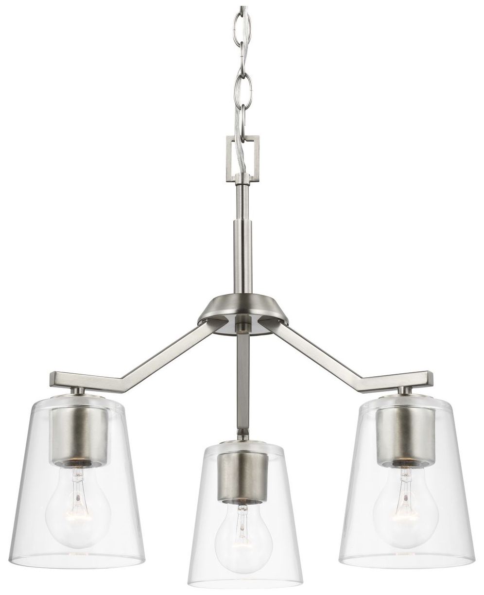 Vertex Collection Three-Light Clear Glass Convertible Chandelier